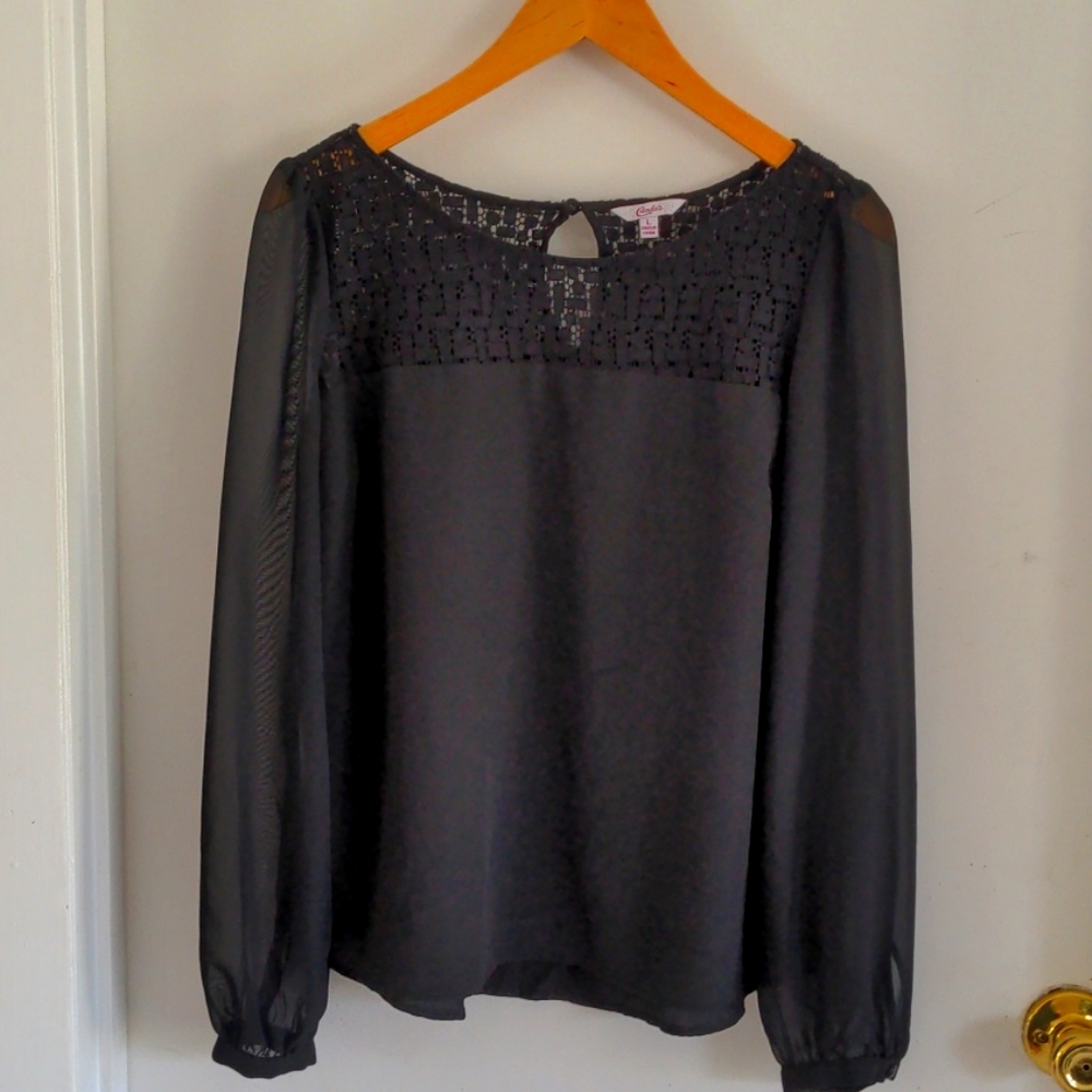 Sheer sleeve blouse